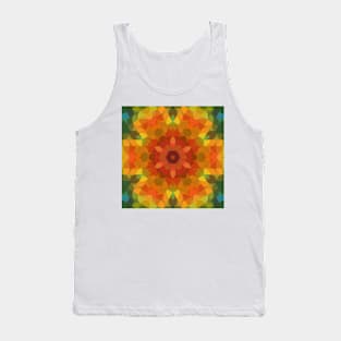 Retro Mandala Flower Orange Yellow and Green Tank Top